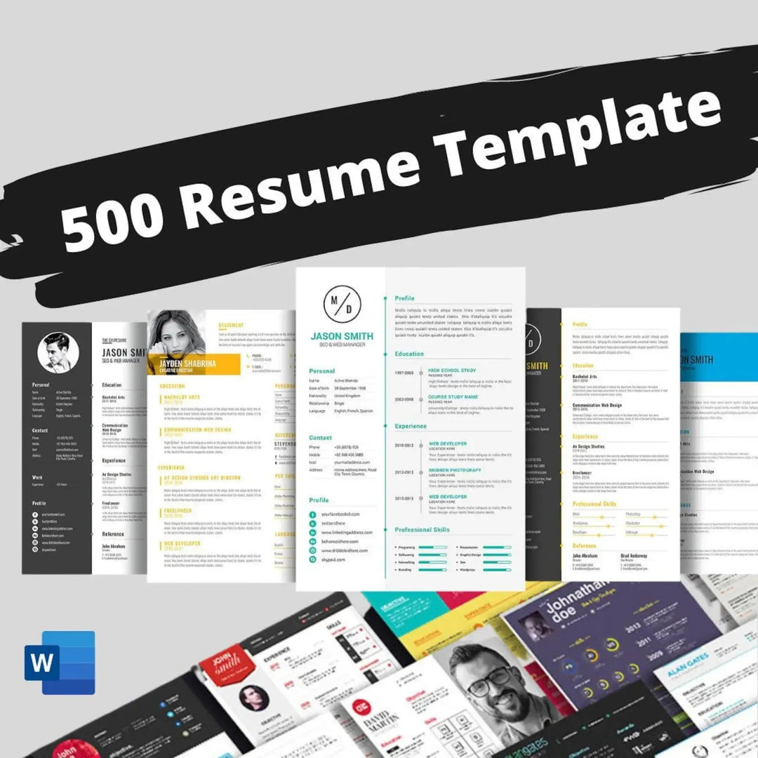 500+ Resume & CV Templates Bundle Namas World