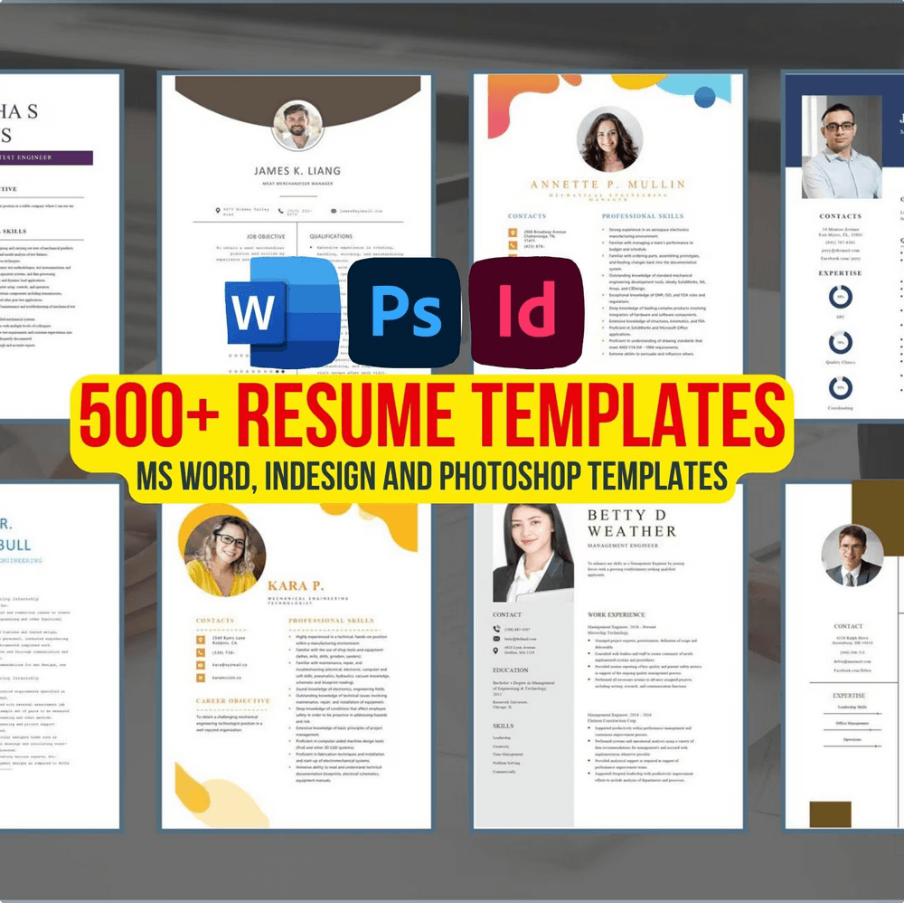 500+ Resume & CV Templates Bundle Namas World