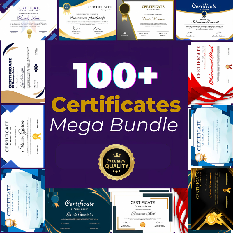 Ultimate 100+ Editable Certificates Bundle Namas World