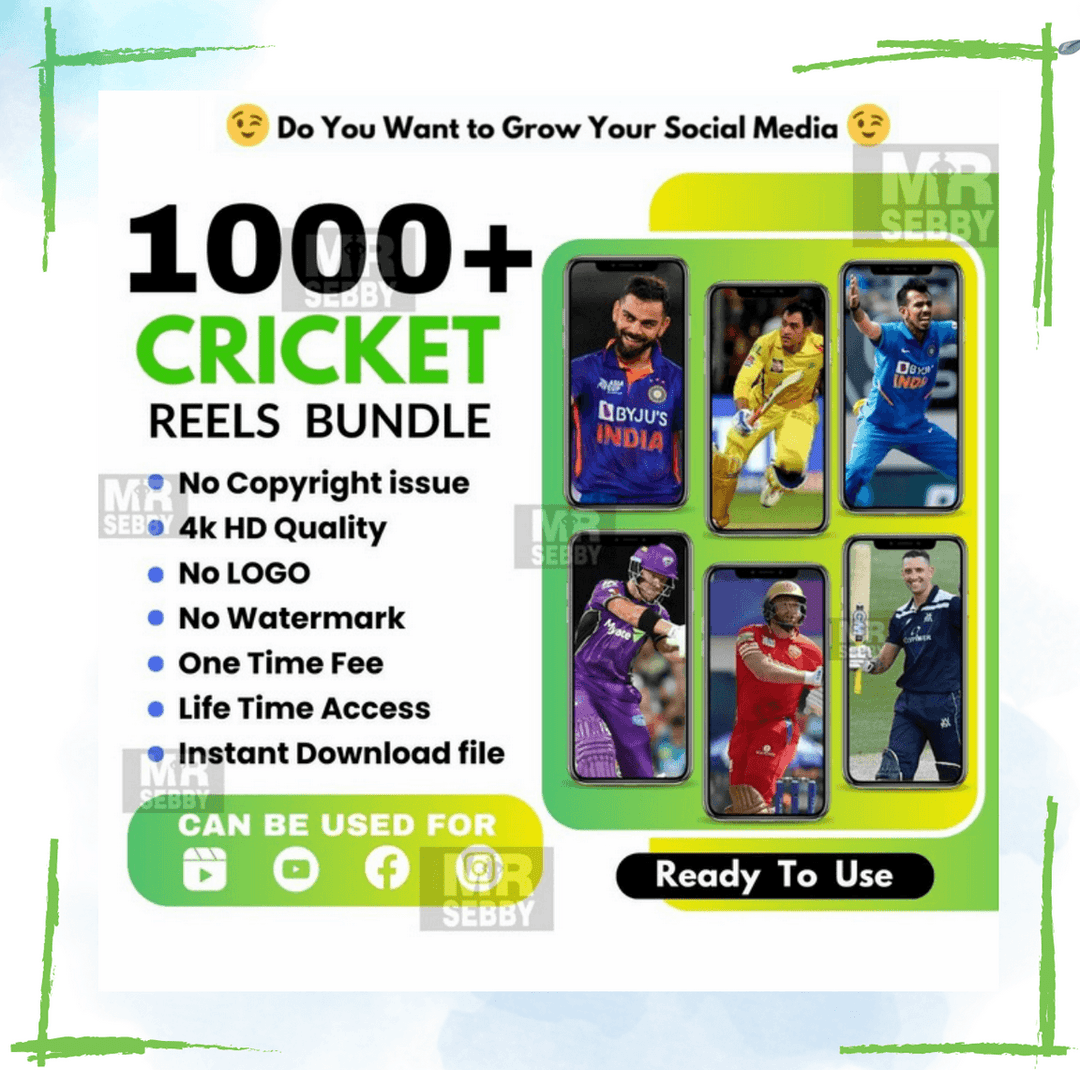 1000+ Cricket reels bundle with HD quality and no watermark