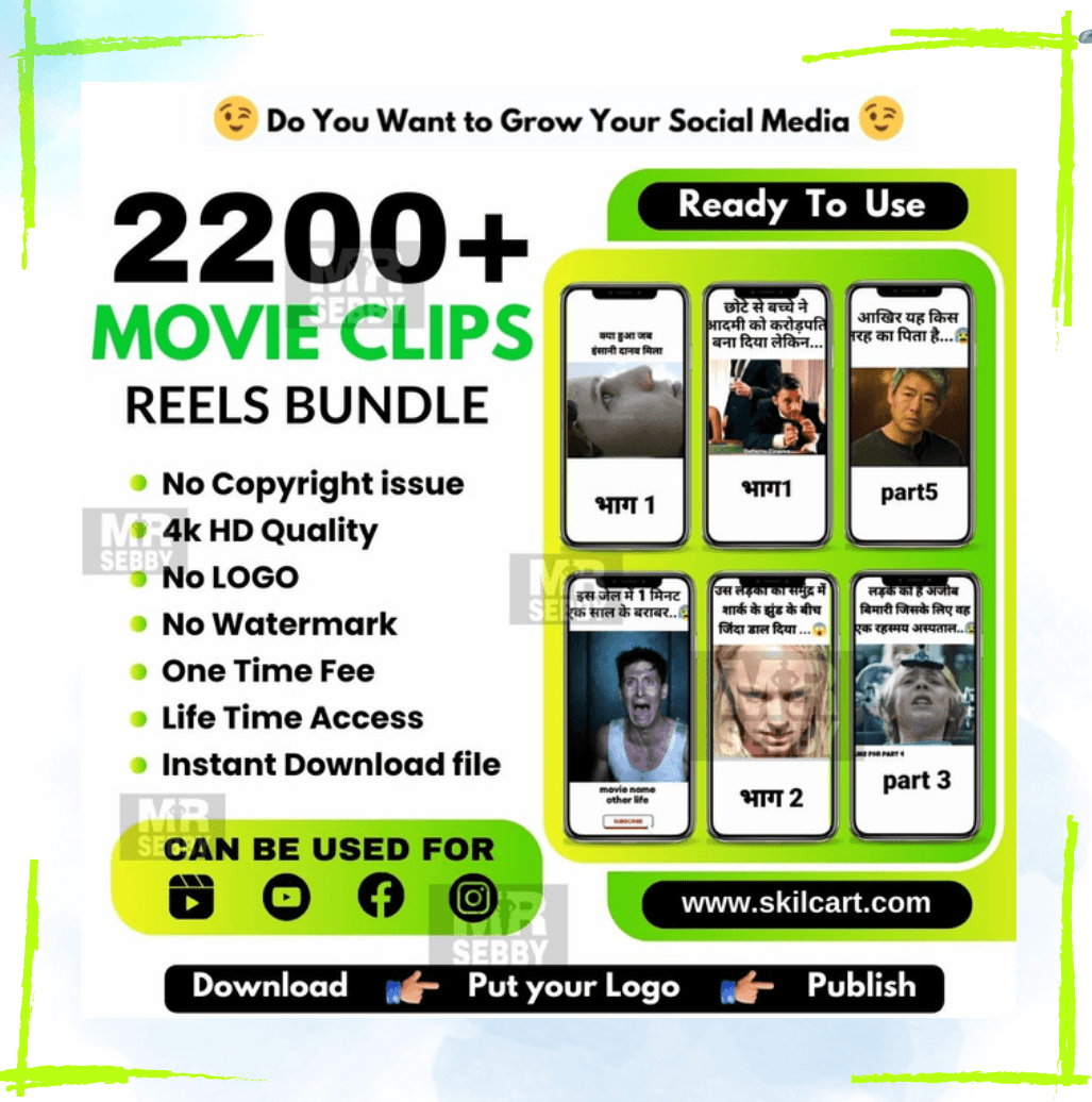 2200+ movie clips reels bundle with HD quality and no watermark