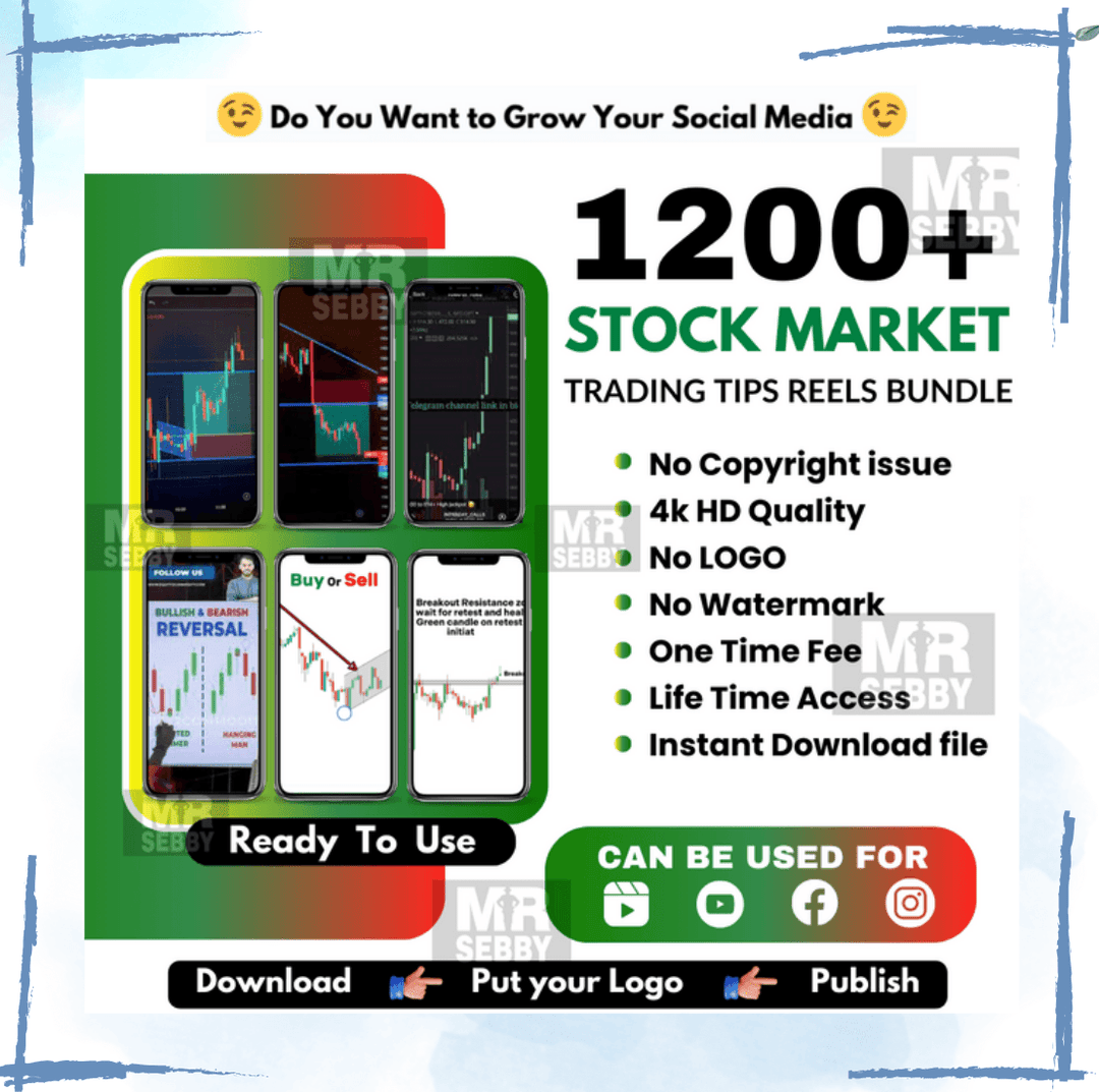 1200+ Stock Market Trading Tips reels bundle, ready to use