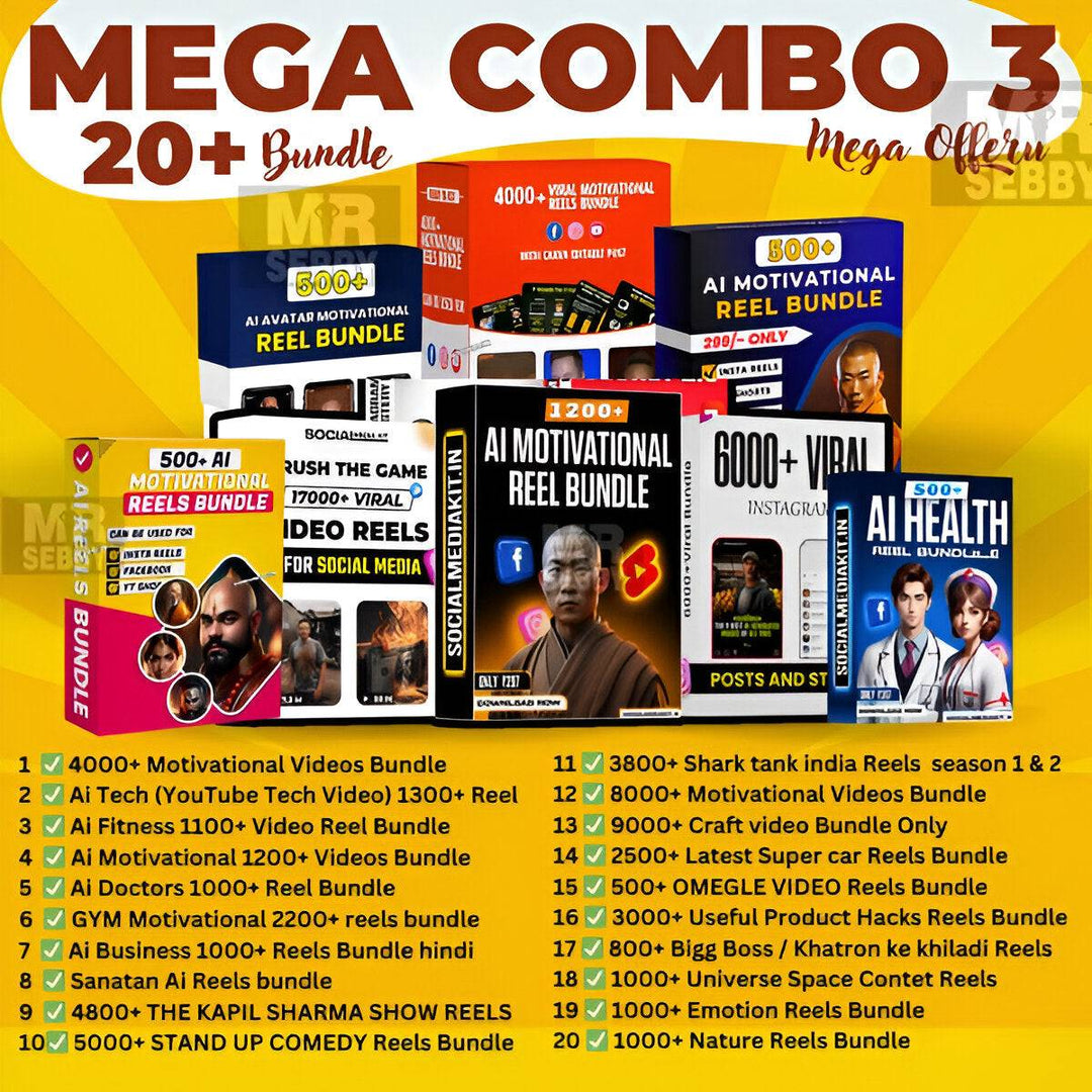 Mega Combo 3: 20+ Bundle Offer with AI and Motivational Reels